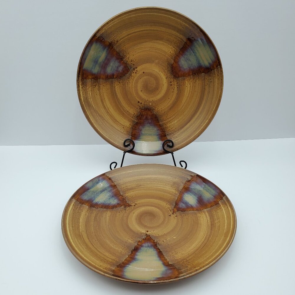 Sango Splash Brown Dinner Plates Matte Glossy Glazes Earth Tones # 4951 Plates